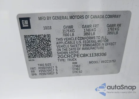 2019 Chevrolet Silverado 1500 Ld Lt from USA, damaged, VIN 2GCRCPEC8K1138306